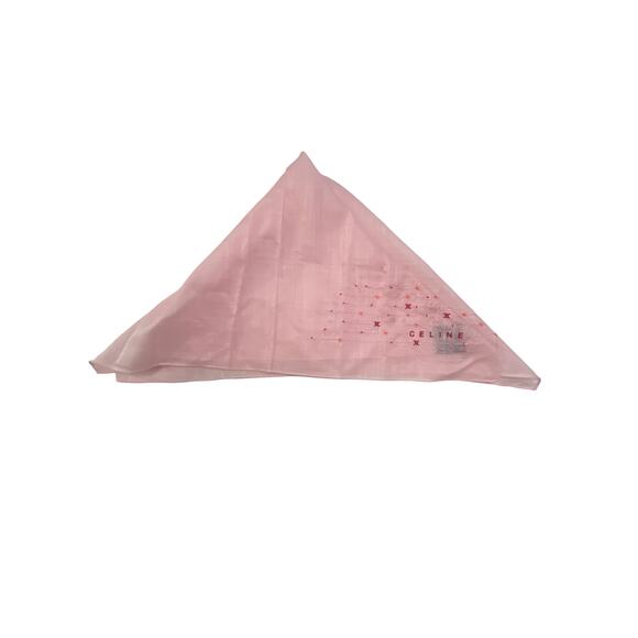 Celine Pink Embroidered Cotton Handkerchief Scarf 100% Cotton Japan 19" - Picture 8 of 8